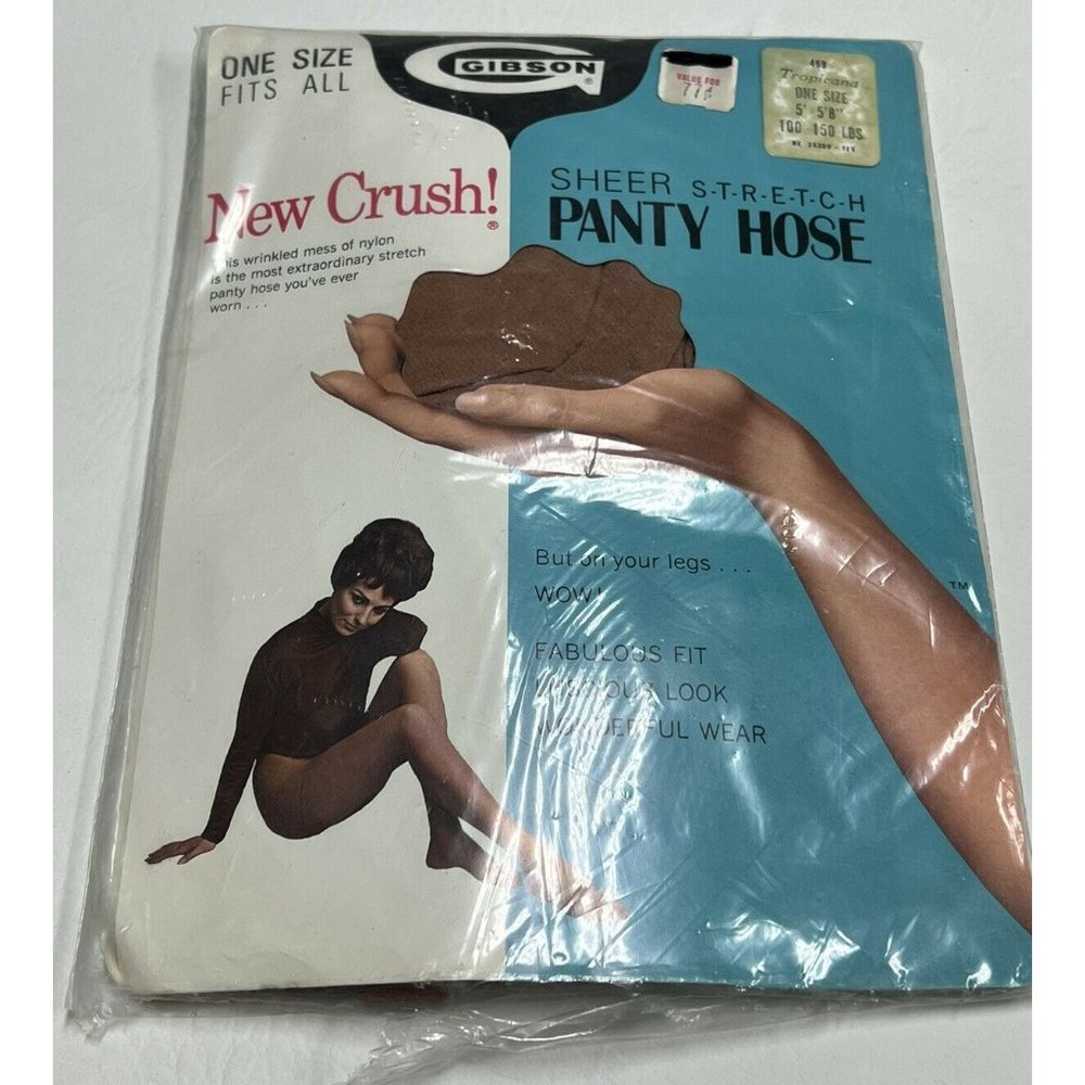 Vintage 1971 Gibson New Crush Sheer Stretch Nylon Pantyhose One Size Tropicana
